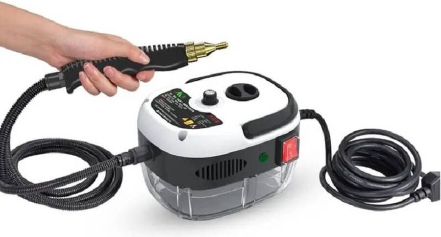 Stoomreiniger Tapijtreiniger Handstomer 3 Bar 19 x 15 x 13 CM 2500 Watt Verschillende Borsteltjes Zwart Wit