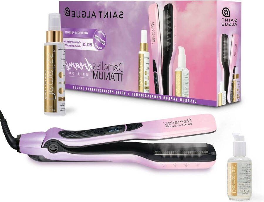 Stoomstijltang Titanium Dreams Zwevende platen met Titanium coating Ultra-krachtige Stoom Geïntegreerd reservoir XL 40 ml Afneembare Kam Alle Haartypes