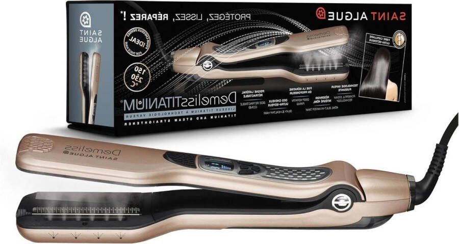 Stoomstijltang Titanium Zwevende Platen Ultra-krachtige Stoom XL Reservoir 40 ml Afneembare Kam Alle Haartypes