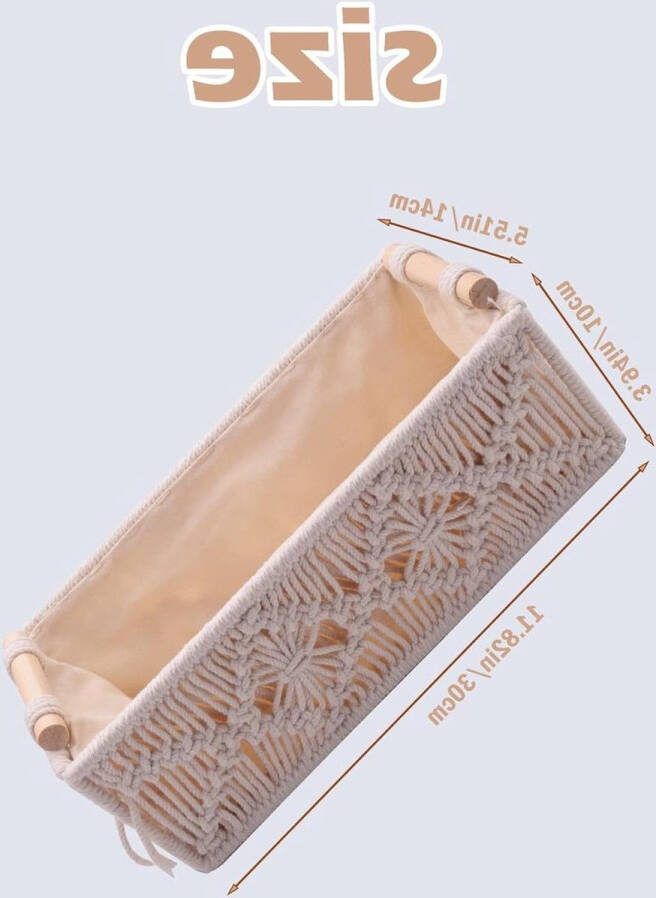 Storage Baskets Decor Box Boho Braided Gift Basket for Decorative Bathroom Storage Macrame Bedroom Decoration Toilet Paper Storage