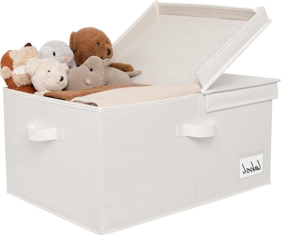 Storage Box with Lid Fabric Basket Storage Foldable Fabric Storage Baskets for Clothes Toys Granny Says Extra Large Pearl White 1 Piece