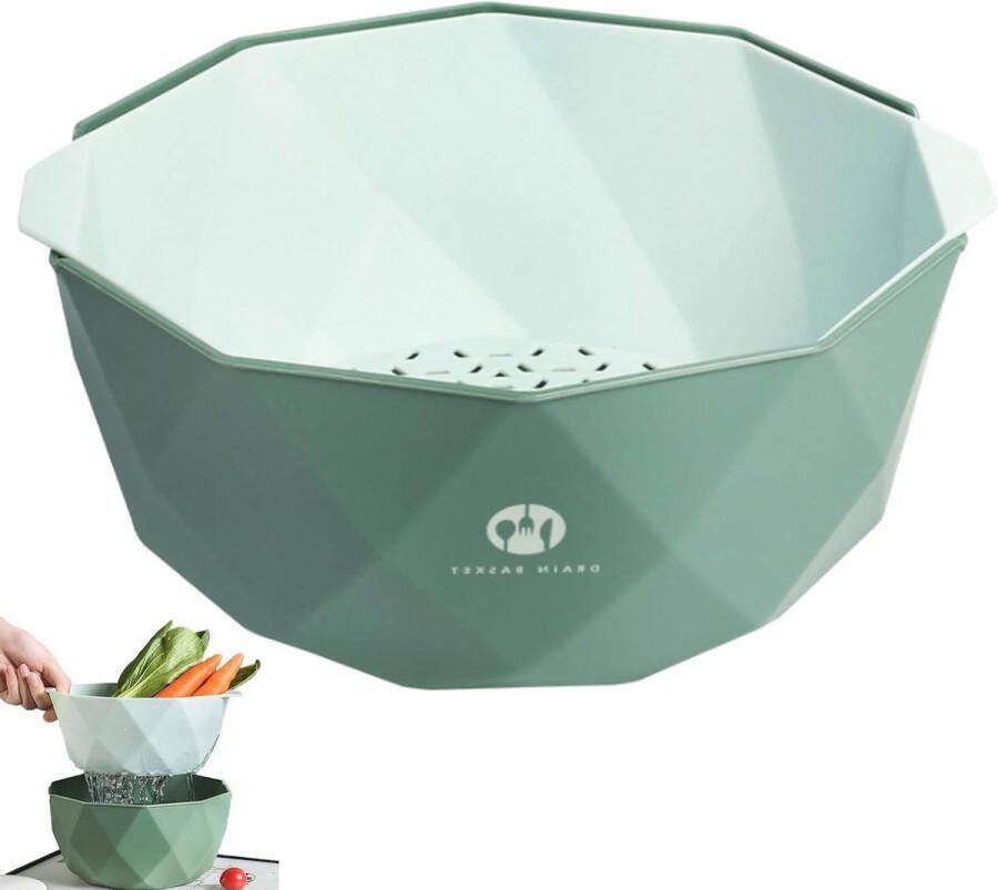 Strainer Bowl Kunststof Keukenvergiet Met Handvat Wassen Groenten Mand Dubbele Gelaagde Afvoerbak Keukenzeef Vergiet Plastic voor Groenten Fruit Drainage Vergiet