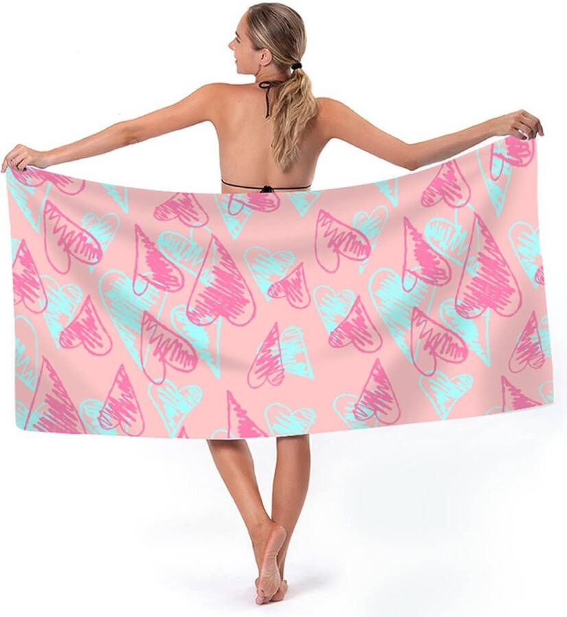Strandhanddoek 180 x 75 cm microvezel badhanddoek voor dames badhanddoek groot voor strand sneldrogend 360 g (zomer)