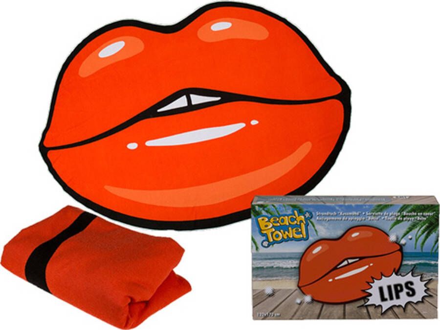Strandlaken kusmond strandhanddoek lippen lippenstift rood kus handdoek leuke vorm print