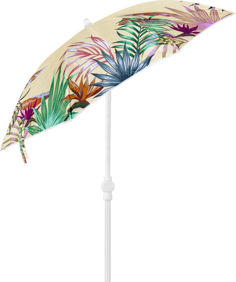 4Goodz Strandparasol Tropical Dessin 180 Cm Doorsnede Lichtgeel