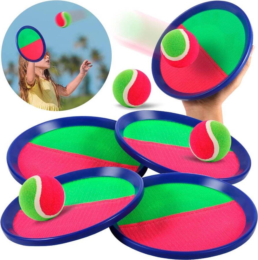 Strandspeelgoed Klittenbandbalspel voor kinderen 4 rackets en 4 ballen Buitenstrand Geschenken voor 2-10 jaar meisjes jongens