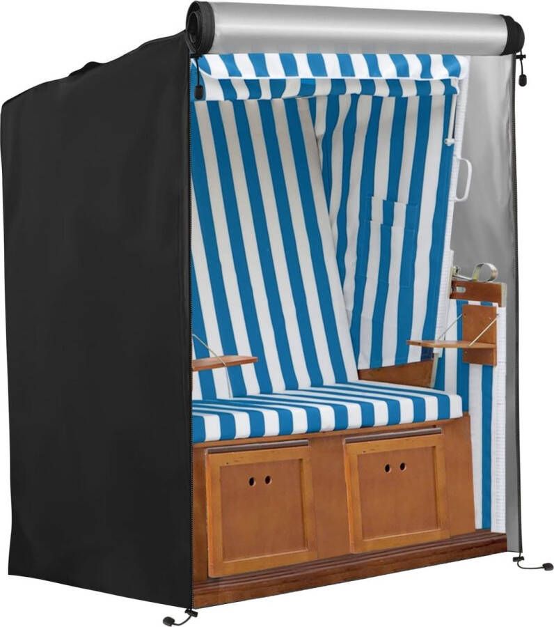 Strandstoel beschermhoes winterbestendig van 420D Oxford-stof 135 x 105 x 175 140 cm strandstoelhoes winddicht uv-bestendig scheurvast strandstoelhoes waterdicht (zwart)