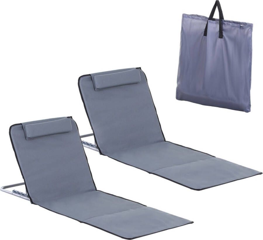 Zenzee Strandstoel met draagtas Strandmat Strand Vouwmatras Ligbed Zonnebed Staal 134 x 48 x 33-43 cm