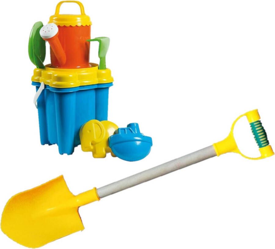Merkloos Strand zandbak speelgoed emmer met vormpjes en kleine schepjes + grote zandschep van 55 cm Zandspeelsets