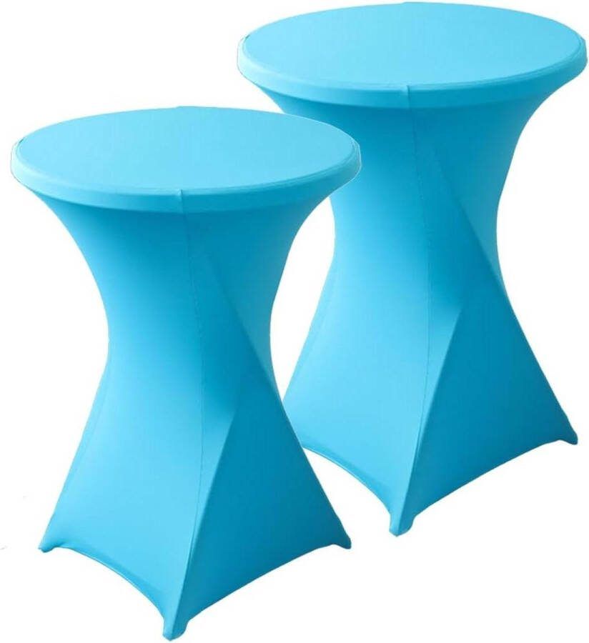 Stretch Hoes voor statafels elastaan statafelhoezen blauw set van 2 Ø 80-85 cm