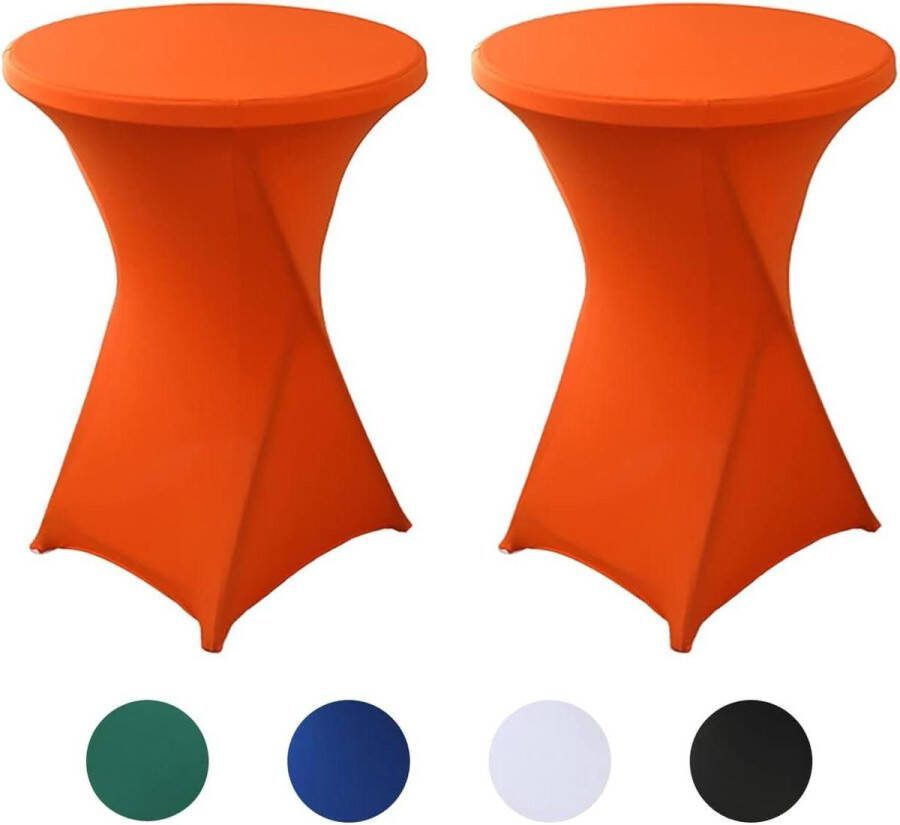Stretch statafelhoezen set van 2 Ø 80 x 110 cm versterking in de voetzone elegant wasbaar voor bistrotafels bartafels bruiloft cocktailparty oranje A