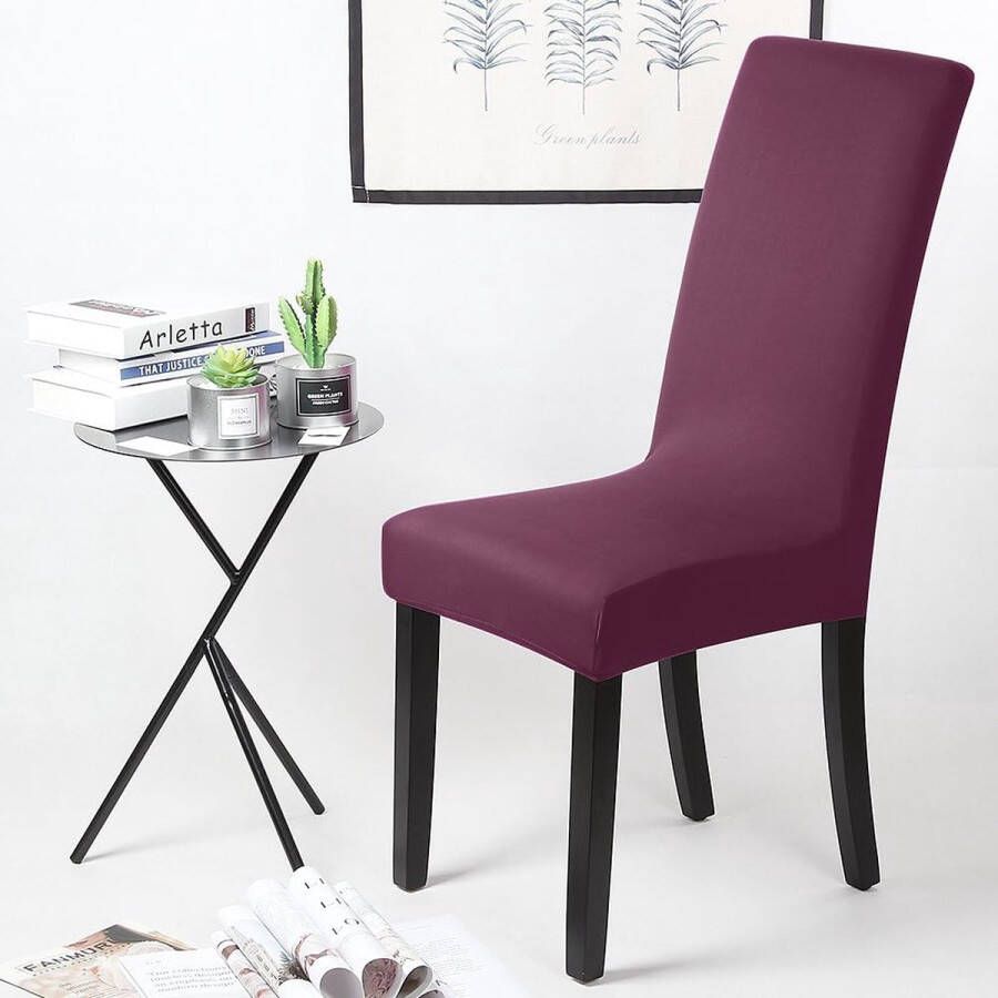 Stretch Stoelhoezen 4 Stuks Stoelhoes Stoelhoezen voor Eetkamerstoelen Verwijderbare Wasbare Eetstoelhoezen voor Hotel Eetkamer Banket Decor voor Bruiloftsfeest(4 Stuks Donkerpaars)