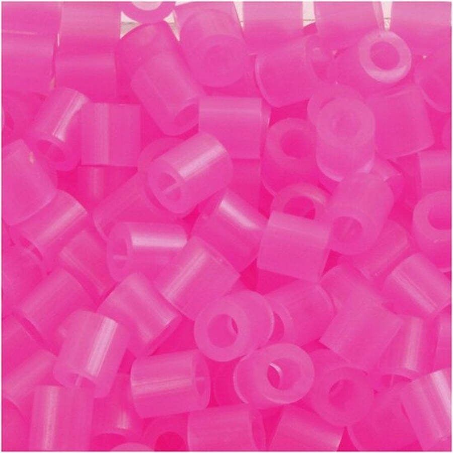 Strijkkralen Nabbi Kralen Voor Onderplaten En Sieraden Roze Neon (32257) Medium Afm 5x5mm Gatgrootte 2 5 mm 1100 stuks