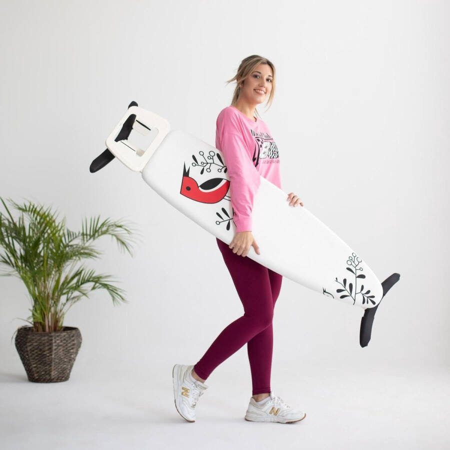 Strijkplank 116 x 35 cm stabiele antislip voeten vloerbescherming strijkoppervlak 100% katoen in hoogte verstelbaar YoungVIP