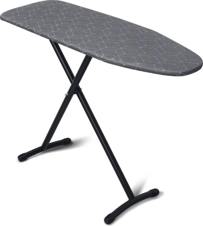 Strijkplank 36 x 115 cm hoogte verstelbaar inklapbare poten hittebestendige hoes viltkussen zwart
