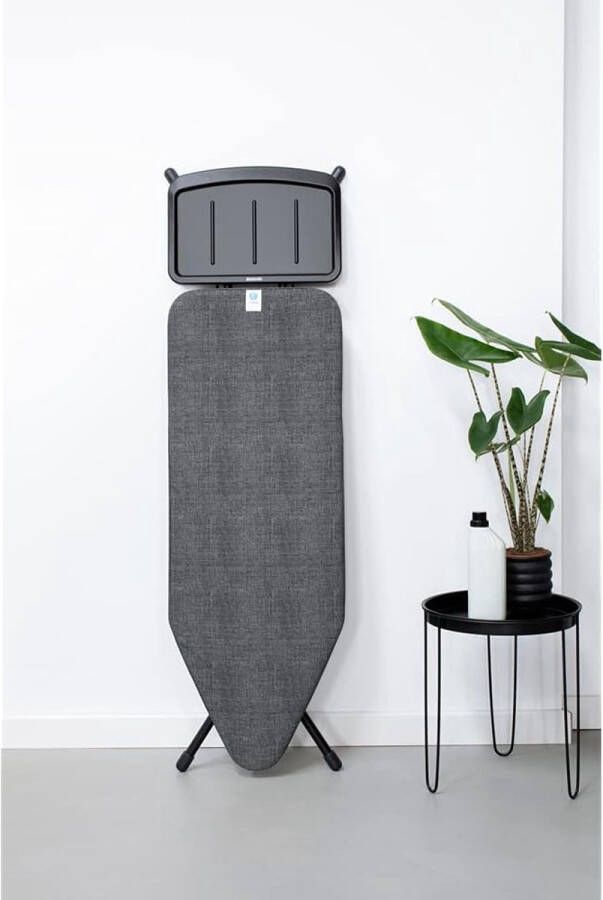 Strijkplank C Stoomunithouder Verstelbare Werkhoogte Opvouwbaar Frame Koordbinder Transportvergrendeling Kinderslot Anti-slip Kreukel Killer Denim Black 124x45 cm