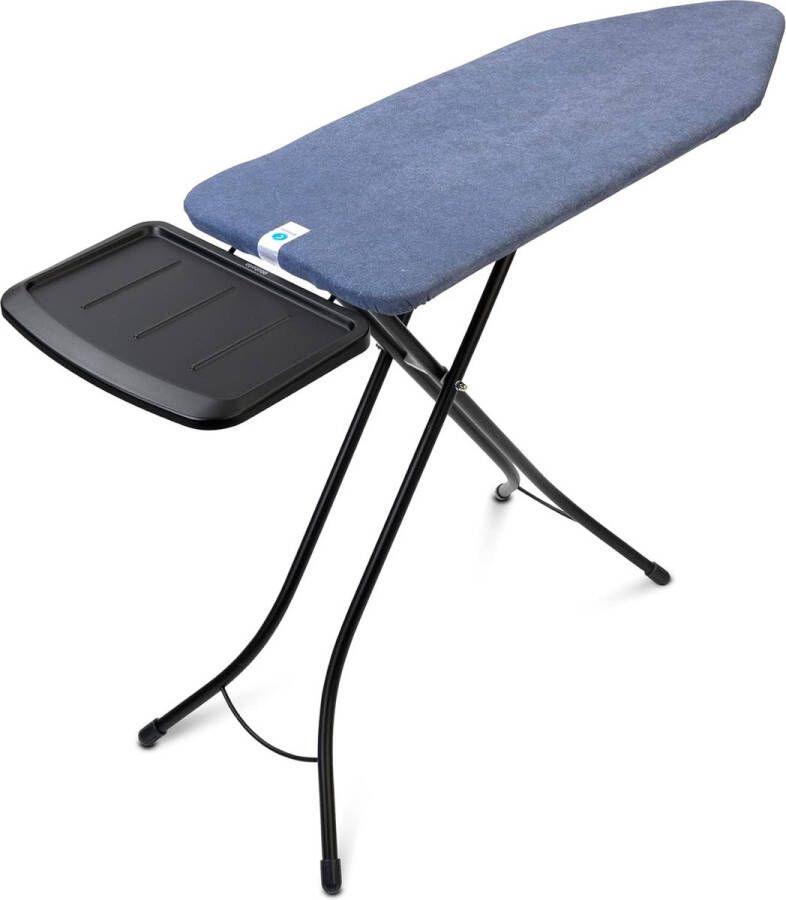 Strijkplank C Stoomunithouder Verstelbare Werkhoogte Opvouwbaar Frame Koordbinder Transportvergrendeling Kinderslot Anti-slip Kreukel Killer Denim Blue 124x45 cm