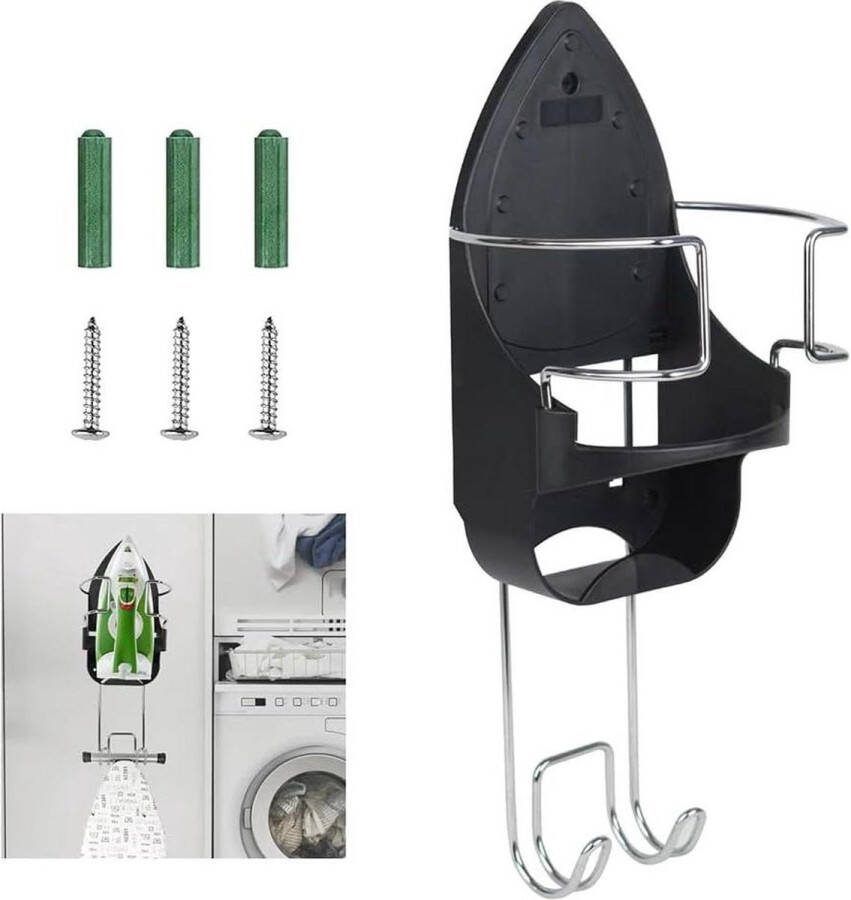 Strijkplank hanger wandmontage opbergorganisator voor wasruimtes zwart ophangsysteem strijkplank