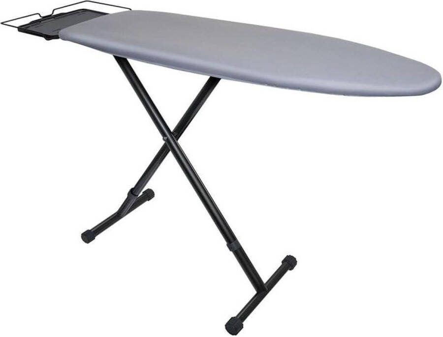 Strijkplank perfect voor stoomstrijkijzerstations stoomdoorlatende legvlak 100% katoen 122 x 40 cm zwart grijs