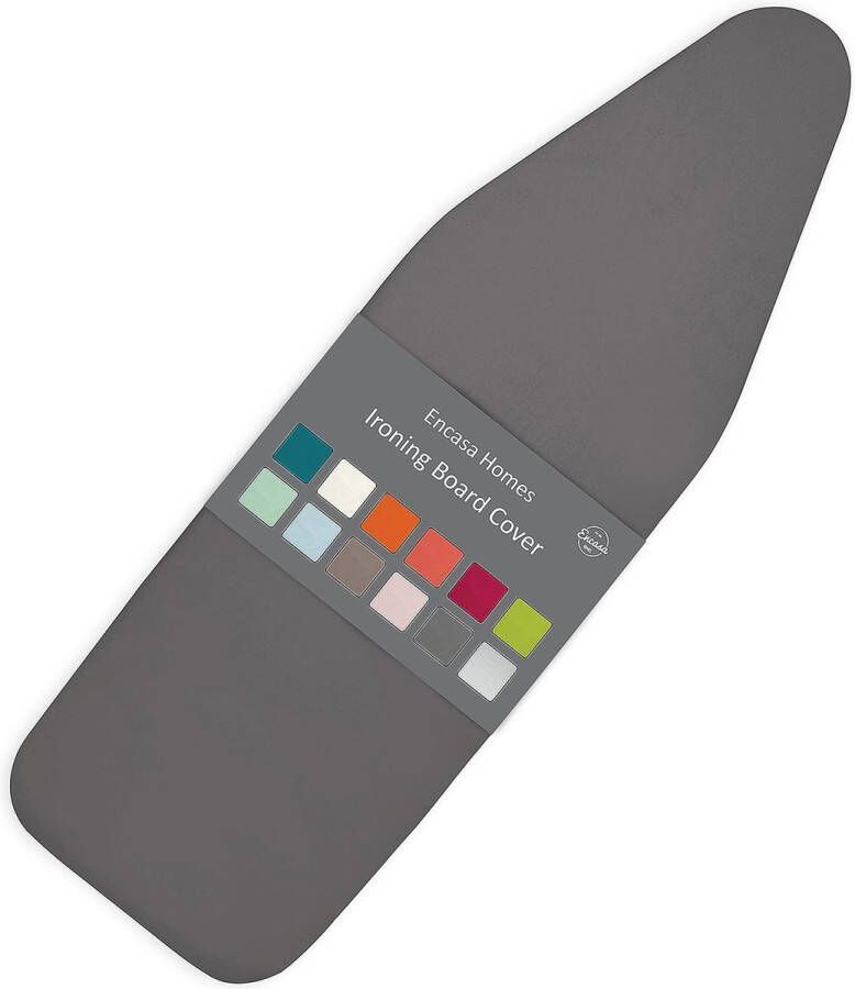 Strijkplankhoes met extra dikke 4 mm viltvulling grijs eenkleurig katoen elastisch (geschikt voor middelgrote standaard planken van 112 x 34 cm) warmtereflecterend
