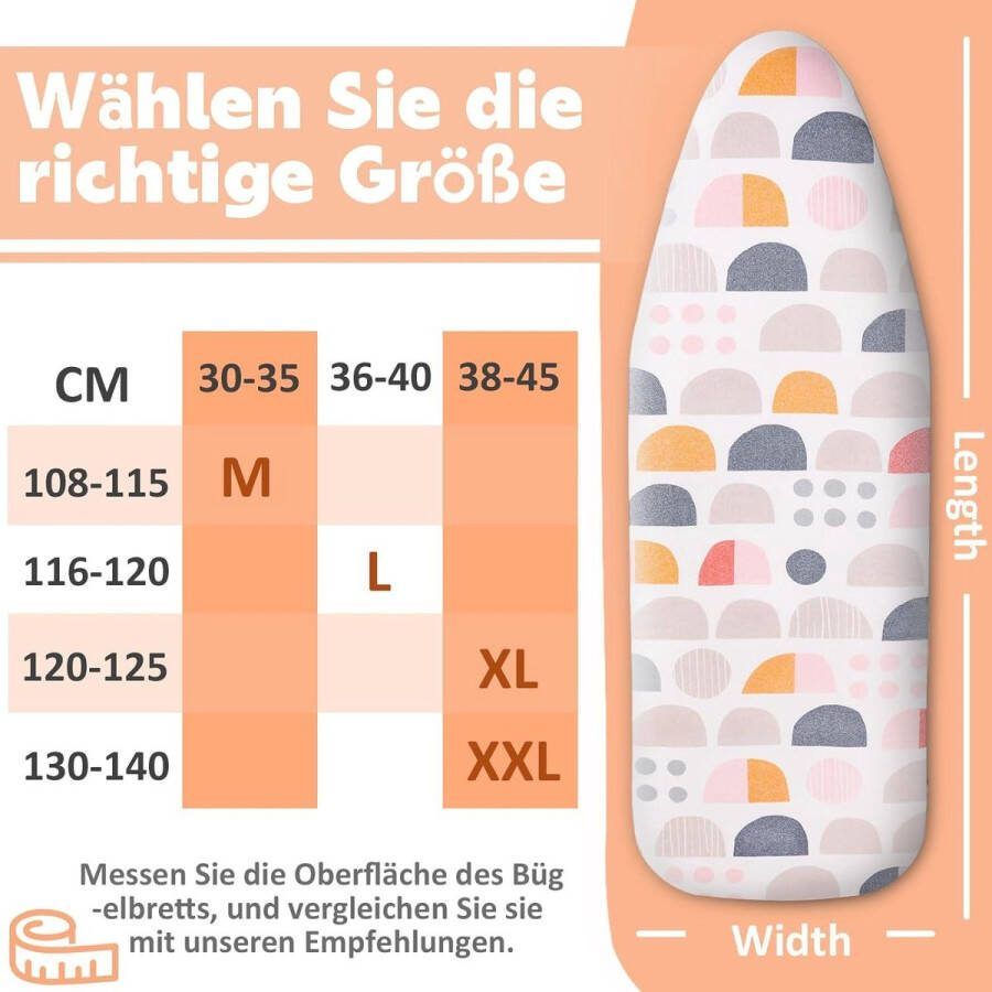 Strijkplankhoes Premium strijkplankhoes voor snel strijken Bruine halve cirkel Maat XXL 38-45 cm x 130-140 cm Strijkplankhoes