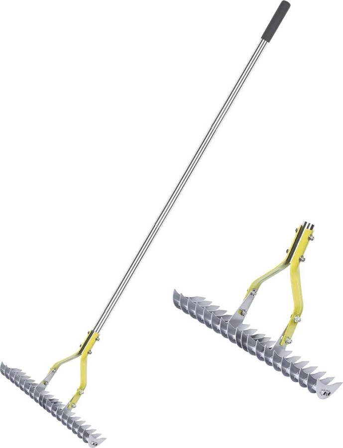 Strohark gazonhark met 148 cm verstelbare lange handgreep robuuste tuinbladgrijper van koolstofstaal multifunctionele gazonkam voor wieden bemesten lawn thatching rake cleaning dead