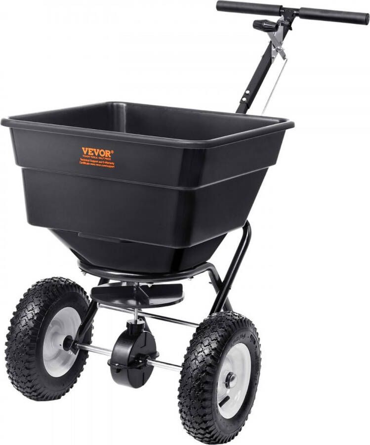 Strooier 56L zaadstrooier 1145x545x830mm kunstmeststrooier 0-3m strooibreedte centrifugaalstrooier 45kg draagvermogen handstrooier Q235 frame zoutstrooier met kunststof wielen
