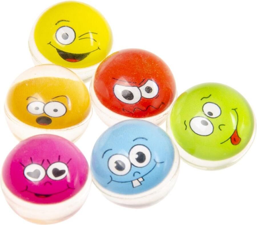 Stuiterballen 24 Stuks Rubberen Smiley stuiterballen Party bag fillers voor kinderen Verjaardagsspeelgoed voor kinderen Meerkleurig met verschillende Varianten