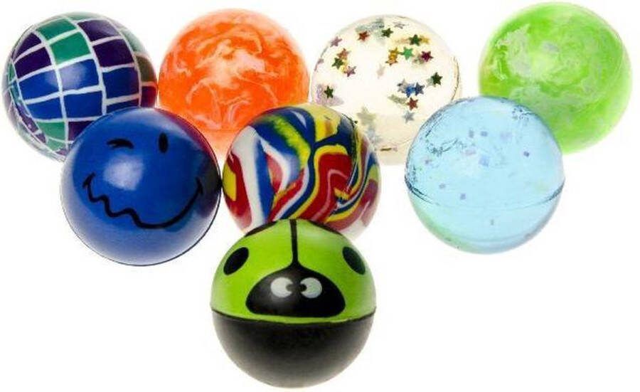 Stuiterballen 40 stuks assorti mix veel verschillende soorten diameter 43 mm