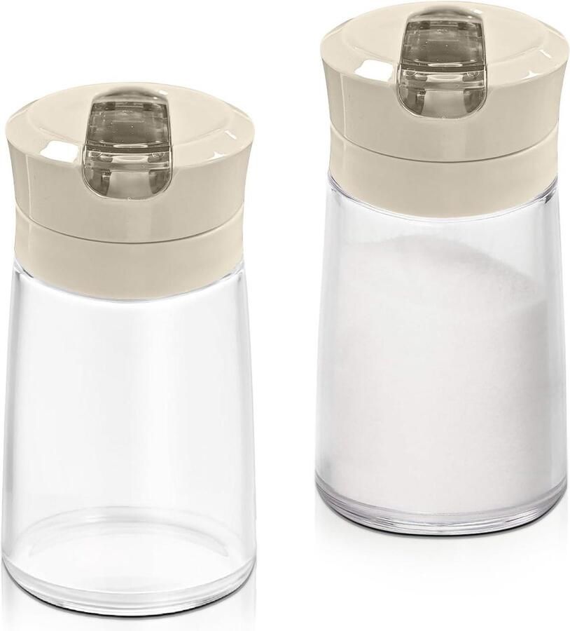 Suikerdispenser automatische klaptuit verzwaarde schenktuit 250 ml suikerpot strooiglas zoutpot koffiebar accessoires 2 stuks bruin Zoutpot