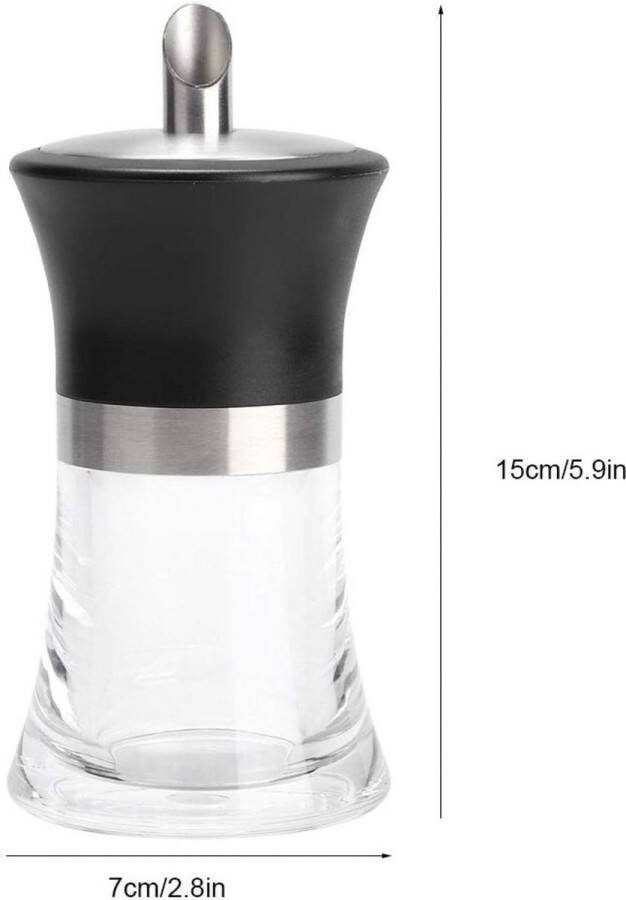 Suikerstrooier suikerpot 100 ml suikerdispenser poedersuikerstrooier acrylsuikerdispenser moderne suikerstrooier met roestvrijstalen uitloop vooraan witte bruine suiker zoutstrooier