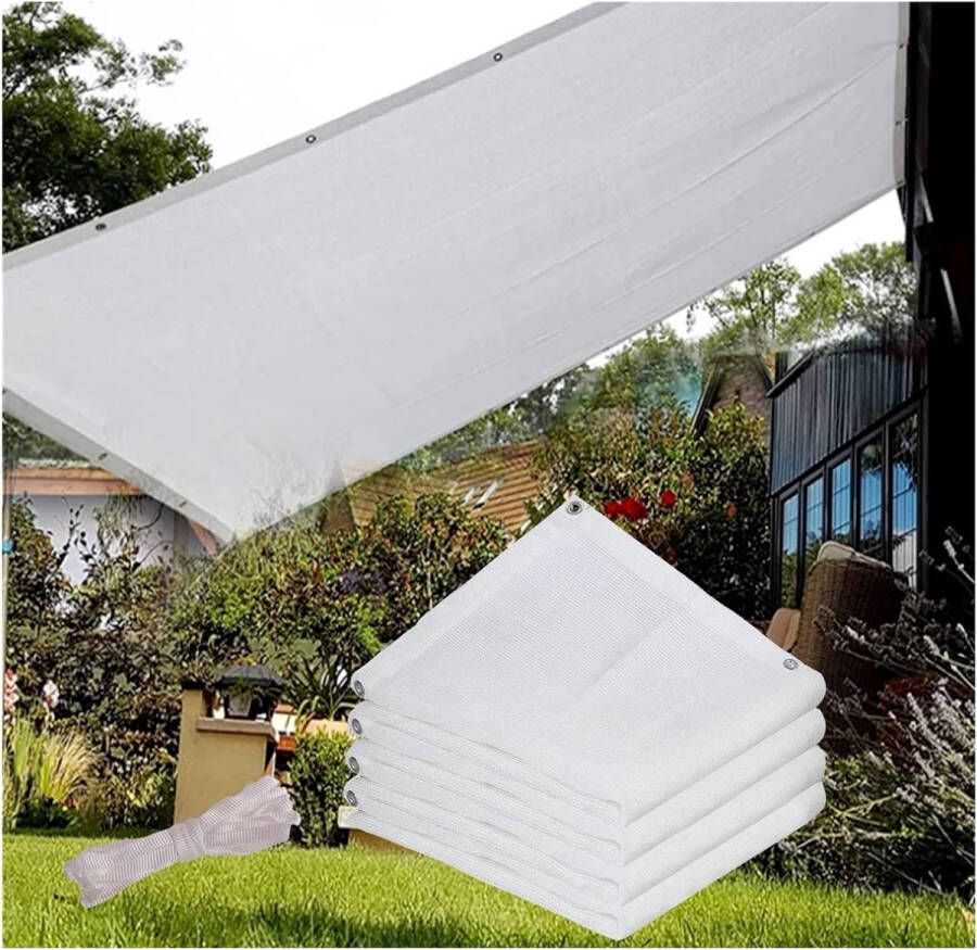 Sun Zonnezeil rechthoekig met oogjes schaduwdoek 90% UV-bescherming tuin schaduwnet balkon terras inkijkbescherming schaduwnet zonnezeil (kleur: wit maat: 1x3m 3 3x9 8ft)