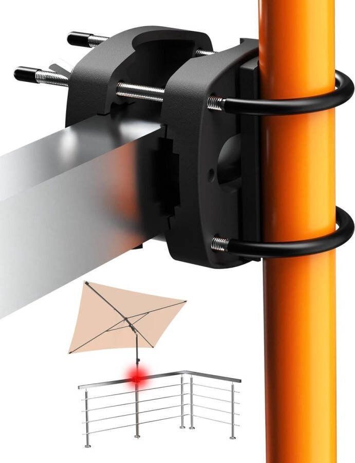 SunnyEasy zwart flexibele balkonleuning parasolhouder handige monteerbare balkon parasolhouder met vervanging voor parasolstandaard Parasol klem