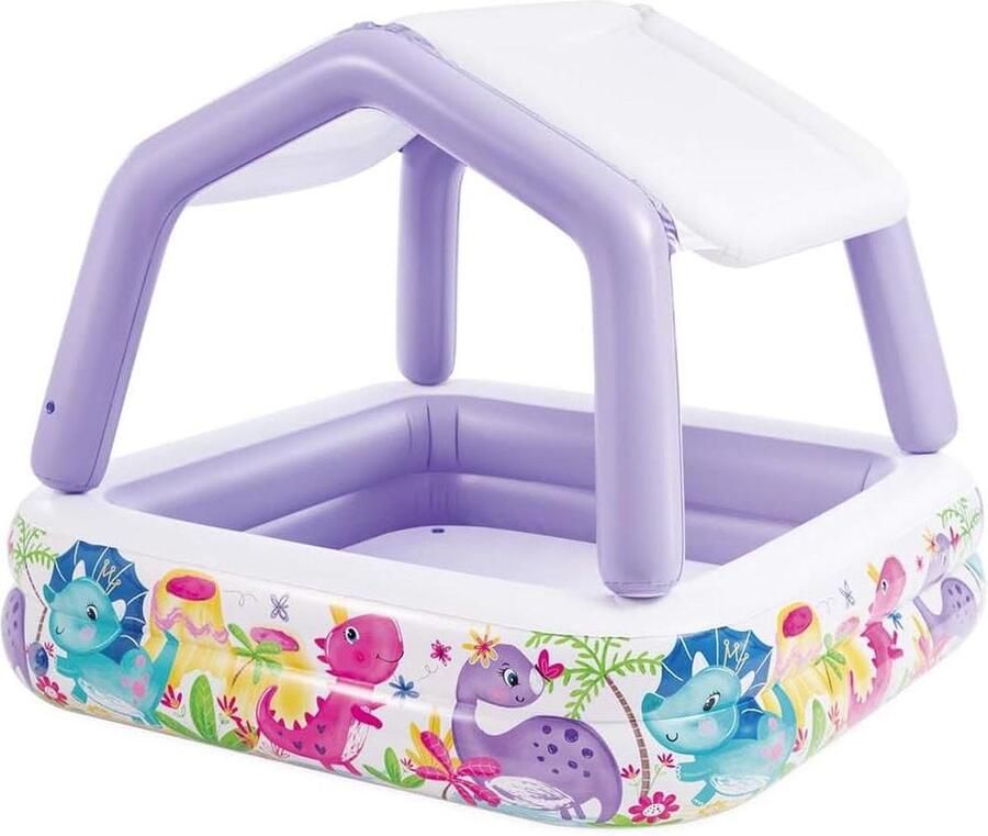 Peuter zwembad met glijbaan Intex 57470NP Sunshade Kinderzwembad 157cm x 157cm x 122cm zomer waterpret Peuter zwembad met glijbaan