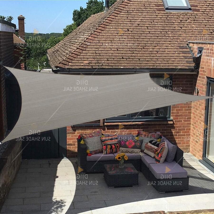 Sunshade Sailing Awning 6x8 Rectangular Shade Cloth Sun Blocking Fabric Outdoor Patio Cover for Pergola Backyard Yard Grey Color