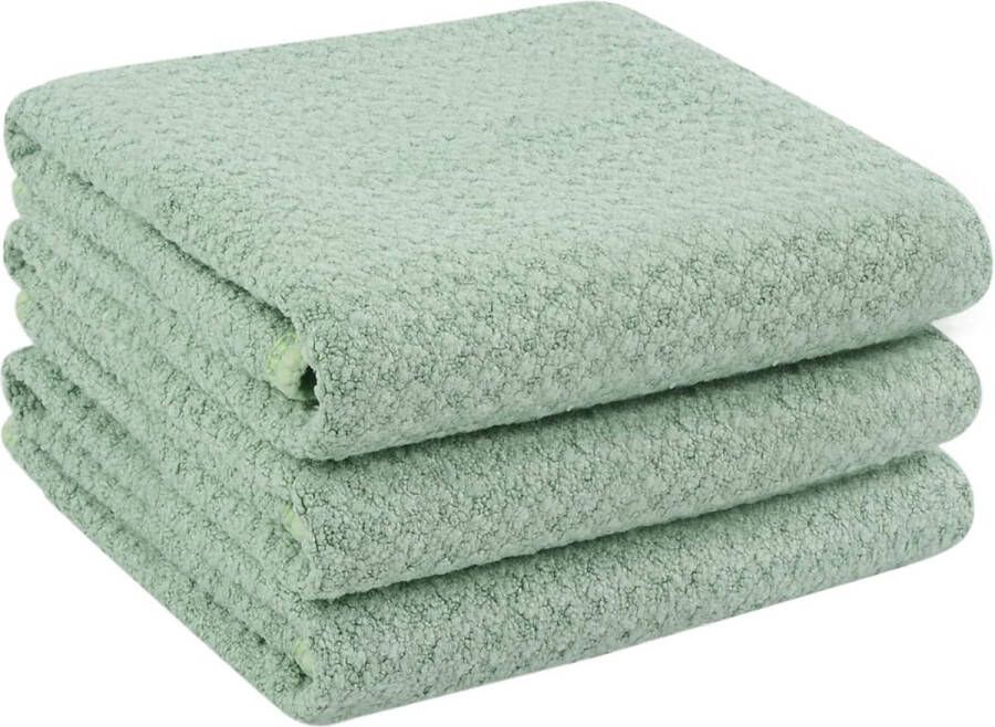 Super Absorberende Microvezel Keukenhanddoeken Groen Wafelstructuur 40 cm x 56 cm Set van 3