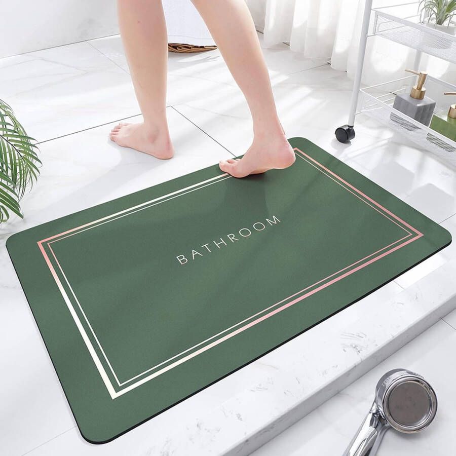 Super absorberende vloermat sneldrogende badkamermat absorberende badmatten voor thuis antislip rubberen vloeren gemakkelijk schoon te maken eenvoudige badkamermat (groen 40 x 60 cm)