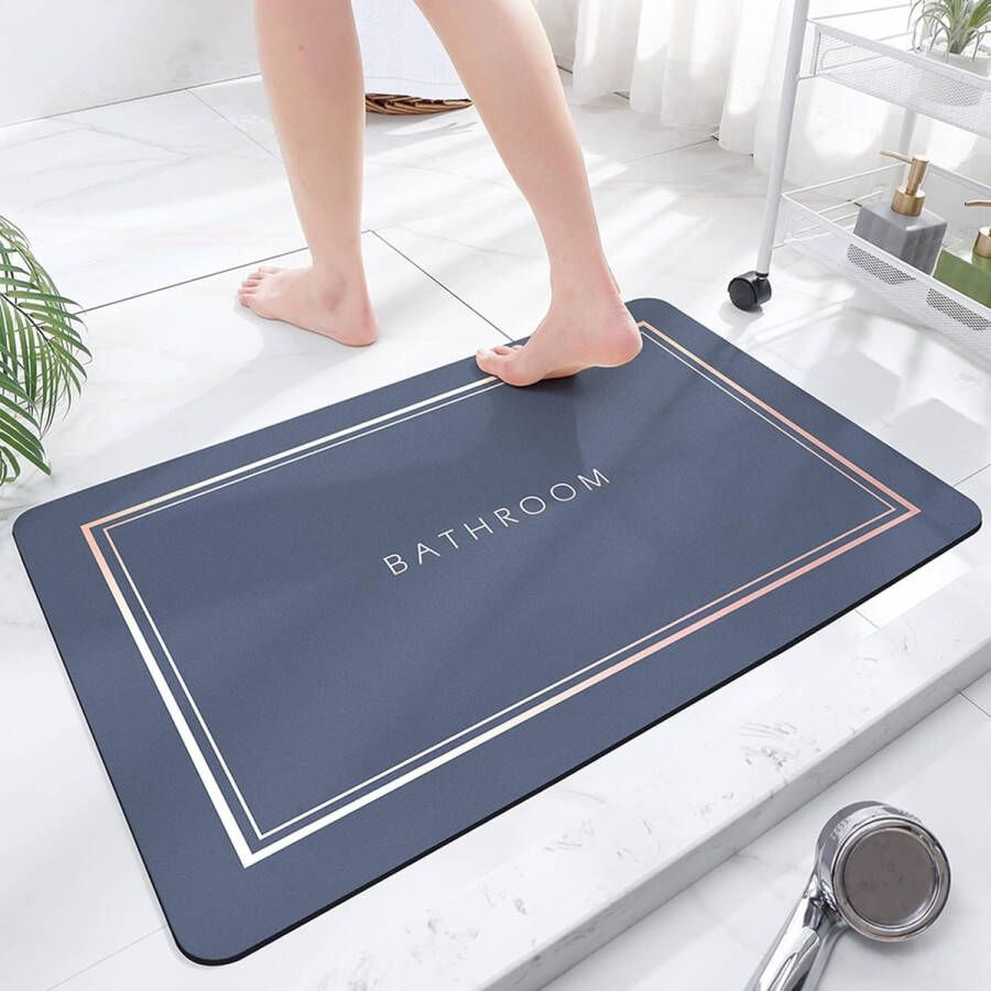 Super absorberende vloermat sneldrogende badkamermatten absorberende badmatten voor thuis antislip rubberen vloeren gemakkelijk te reinigen eenvoudige badkamerdeurmat (blauw 40 x 60 cm) Merk: Apomkjoe