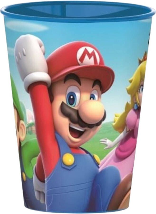 Super Mario kinderservies bekers Rood Blauw 7 5 12 cm Kunststof Set van 2