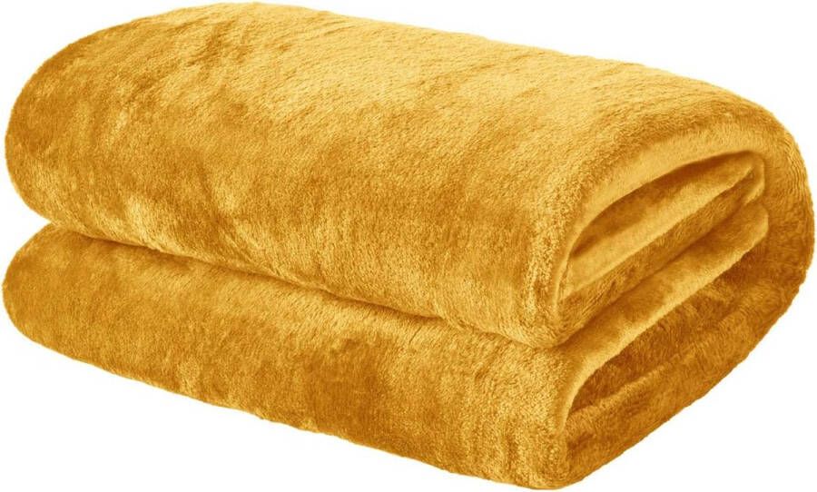 Super zachte flanellen fleece deken gooien over grote pluizige warme bedbank sprei okergele mosterd 150 x 200cm