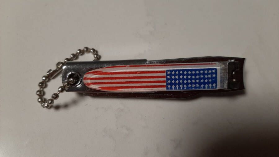 Superdoll nagelknipper trio nagelschaar zakmesje opener met print amerikaanse vlag rood wit blauw 6 5 cm USA
