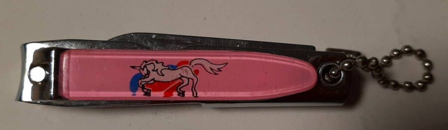 Superdoll nagelknipper trio nagelschaar zakmesje opener met print eenhoorn roze regenboog 6 5 cm