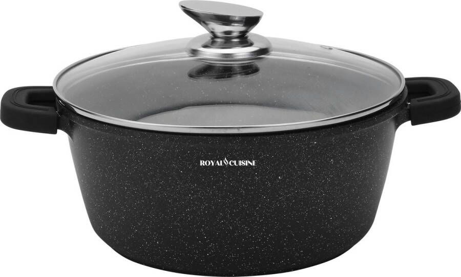 Supergroot 44 CM Hoge Braadpan Alle Warmtebronnen Ook Inductie Soeppan met Glazen afdekplaat Zwart