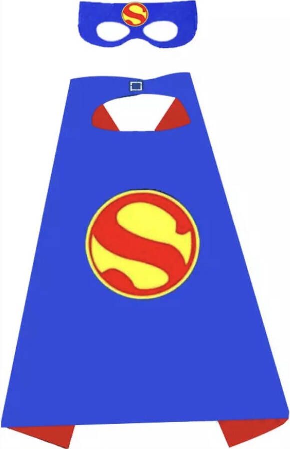 Superheld Verkleedpak Cape & Masker Blauw Super Verkleedkleding Jongen Meisje Man Kostuum Halloween Carnaval Kinderfeestje Speelgoed Cosplay Rollenspel Verkleedpartij Verkleedkleding Kinderen Themafeest Kostuum