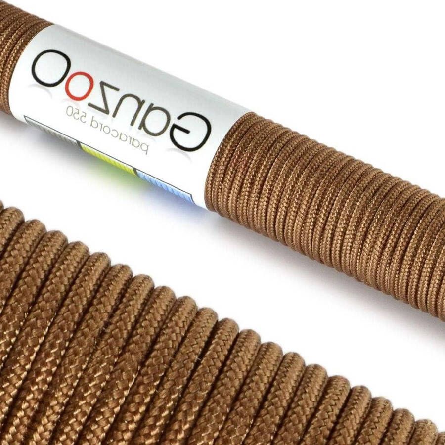 Survivaltouw van Parachute Cord Paracord 100 meter bruin 2 mm dik scheurbestendig nylon