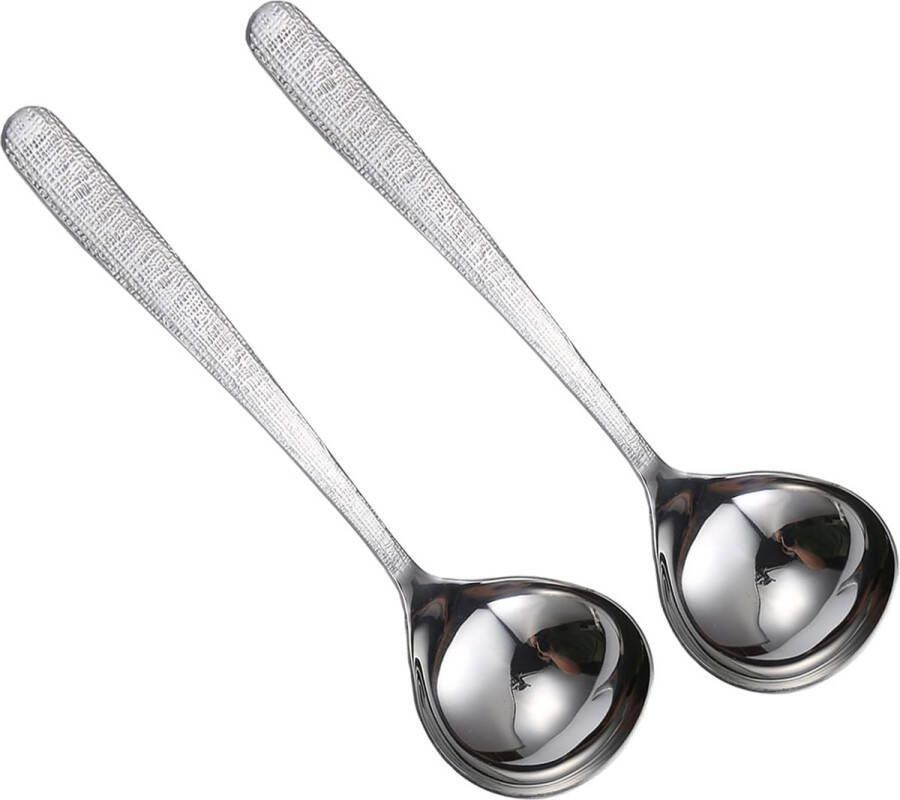 SUS304 Kleine pollepel soeplepel RVS soeplepel 20 cm sauslepel Vaatwasserbestendig (visschubbenpatroon) Verpakking van 2