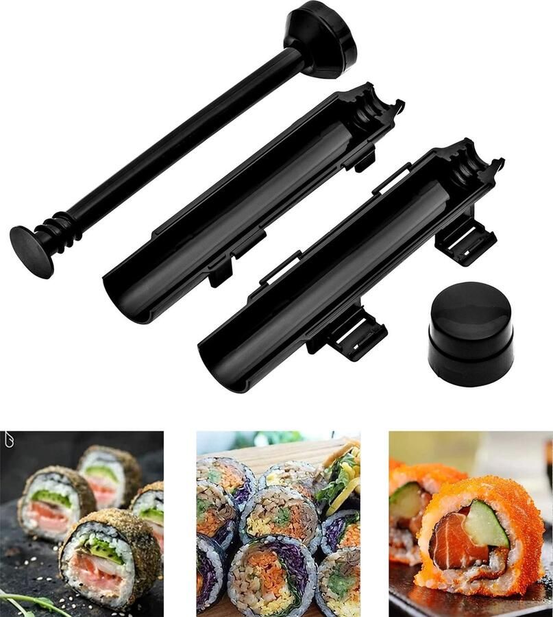 Sushi Bazooka Sushi Roller Mold Sushi set Food Grade Plastic Rijst Groente Vlees Diy Sushi Making Kit Machine Keukengerei roller DIY Sushi maker(Zwart)