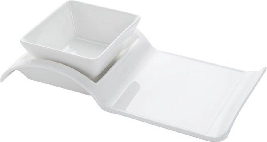 Sushi Bord Wit met Bakje 25x12cm