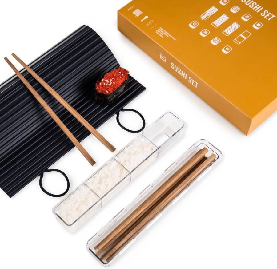 Sushi Maker Kit – 7-delige sushi set vaatwasmachinebestendige siliconen mat sushi maker sushi stokjes en rijstlepel