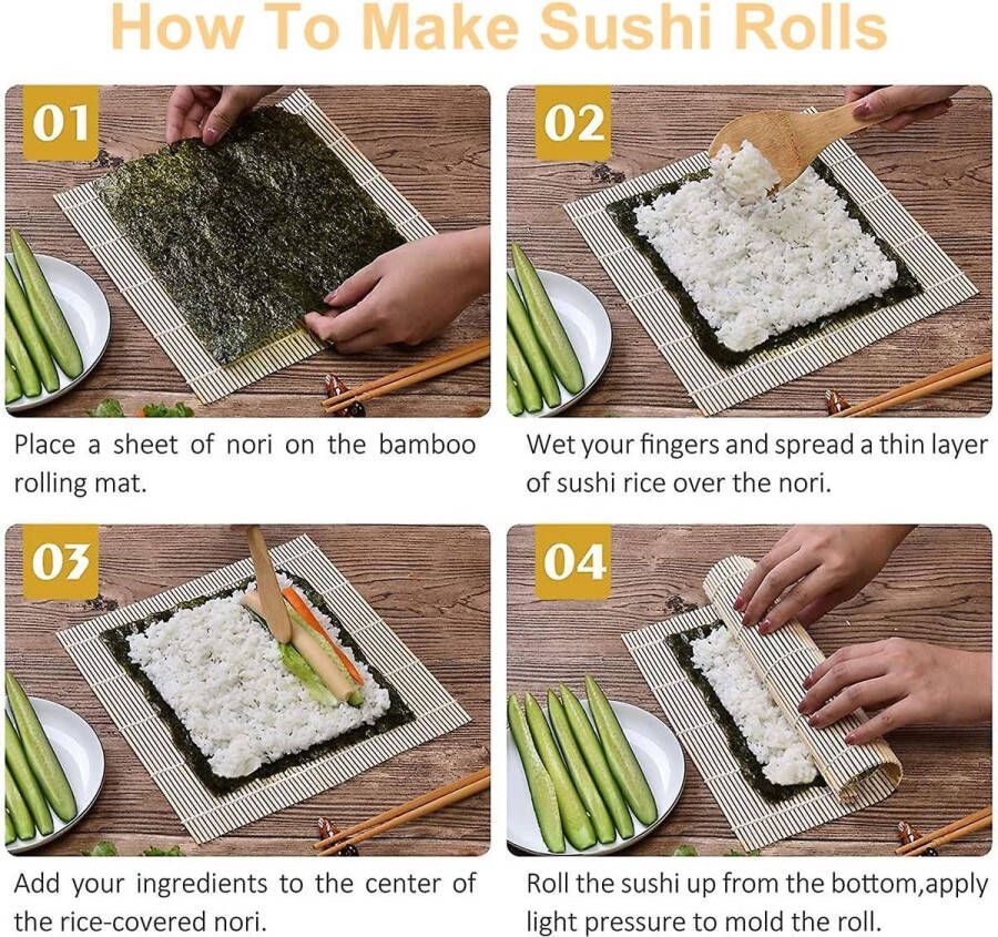 Sushi Maker set sushi-set sushimaker voor beginners doe-het-zelf sushi-maken machine keukenaccessoires sushi-gereedschap groente vlees rolgereedschap sushi bazooka met bamboe sushimat